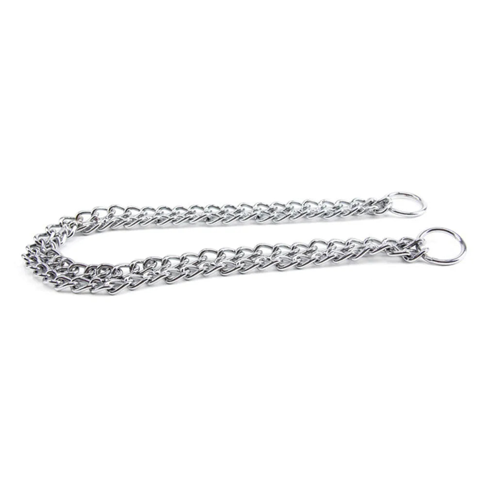 Double Row Stainless Steel Choke Collar – Adjustable Slip P Chain Dog Training Collar for Medium & Large Dogs
