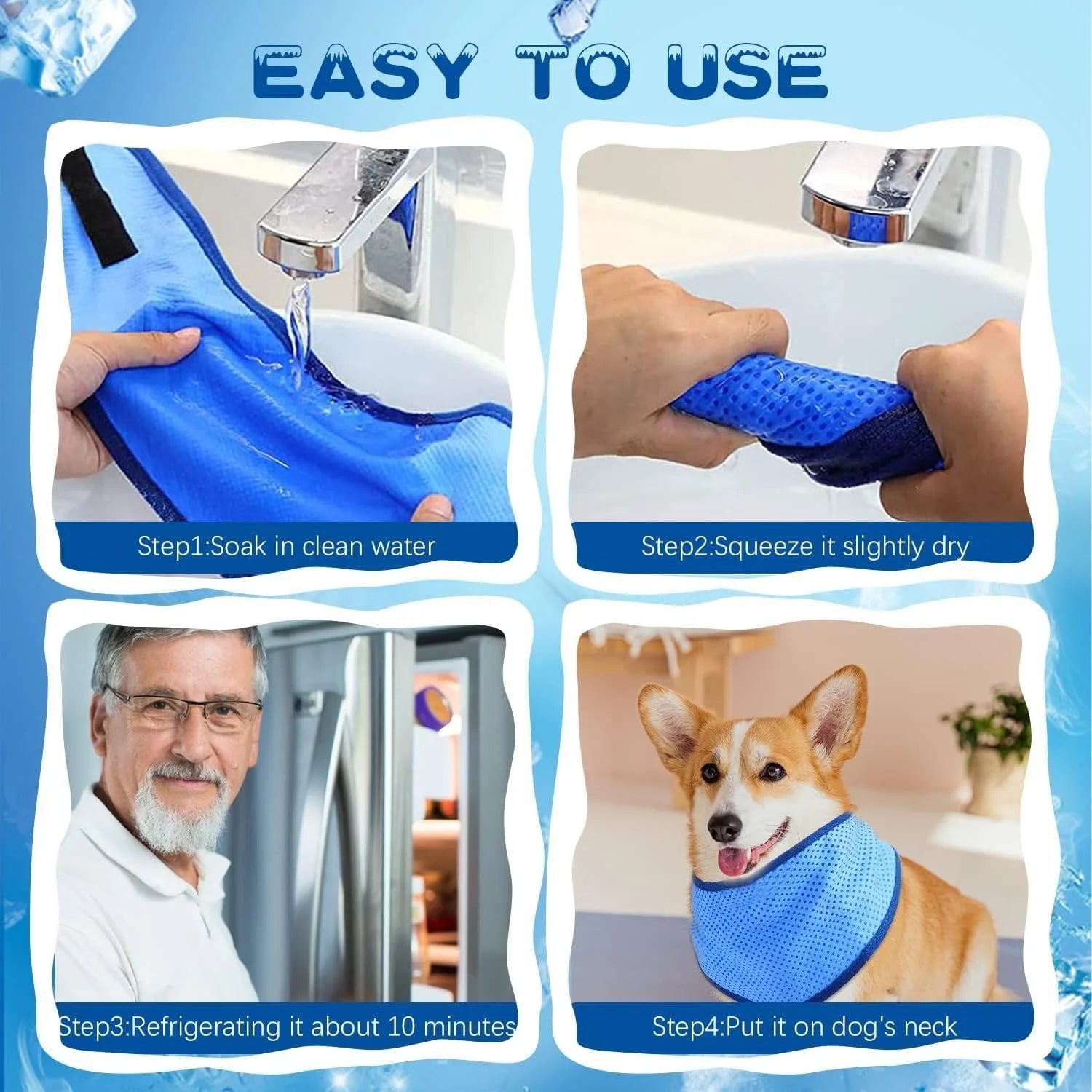 Summer Dog Cooling Ice Scarf – Quick Chill Neck Towel for Hot Weather Relief, Reusable Cool Bandana for Small to Large DogsSummer Dog Cooling Ice Scarf – Quick Chill Neck Towel for Hot Weather Relief, Reusable Cool Bandana for Small to Large Dogs