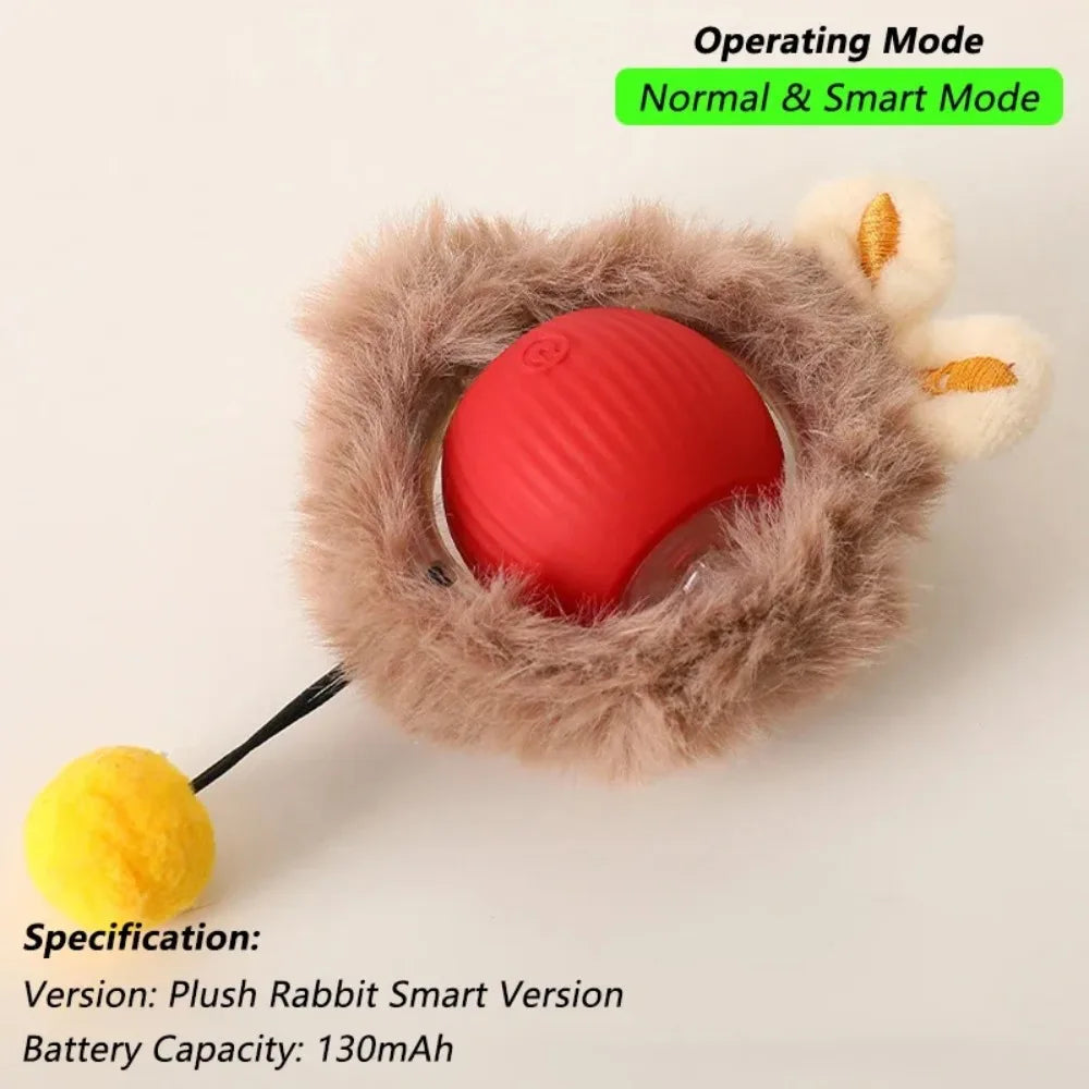 Smart Rolling Cat Toy – Rechargeable Ball with Faux Tail & Mouse Simulation