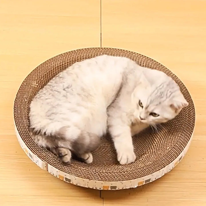 L Size Corrugated Cat Scratcher Bed – Oval Cardboard Bowl Toy with Claw Grinding Pad