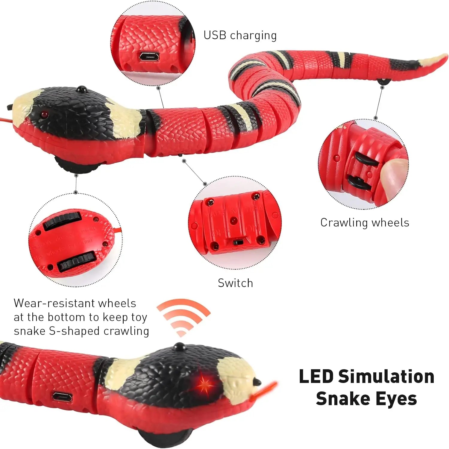 Smart Sensing Snake Cat Toy – USB Rechargeable & Interactive