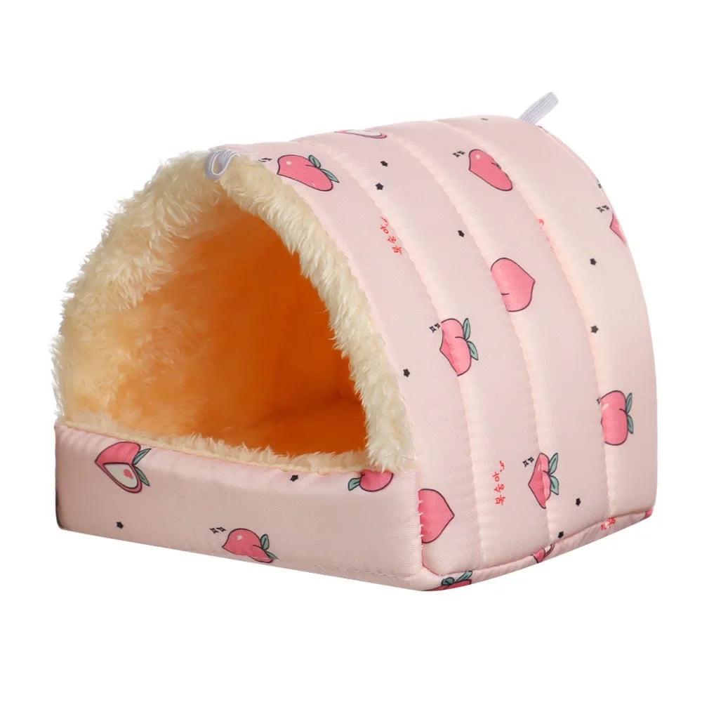 Cartoon Small Animal Bed – Soft Winter Nest for Hamsters, Guinea Pigs, Rabbits, and Squirrels