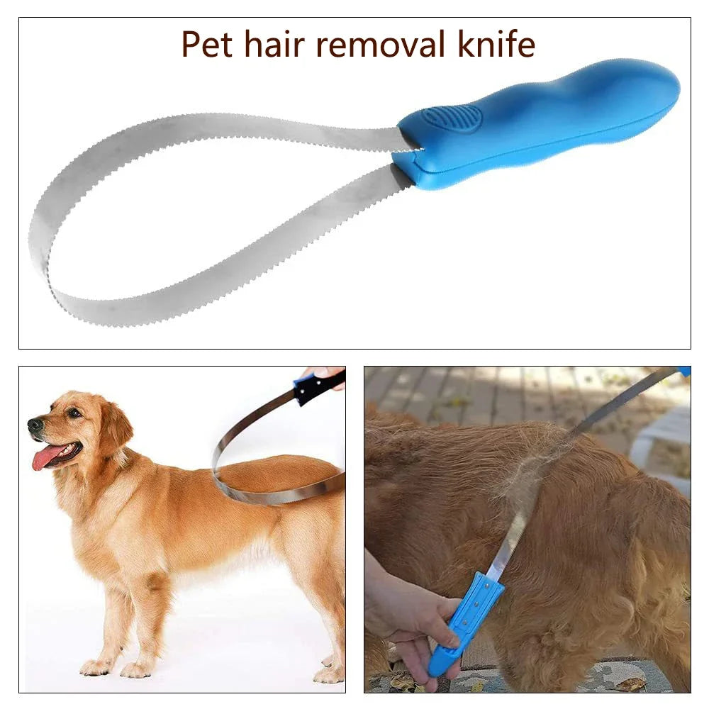 Dual-Sided Metal Shedding Blade – Pet Grooming Sweat Scraper Brush for Dogs & Horses