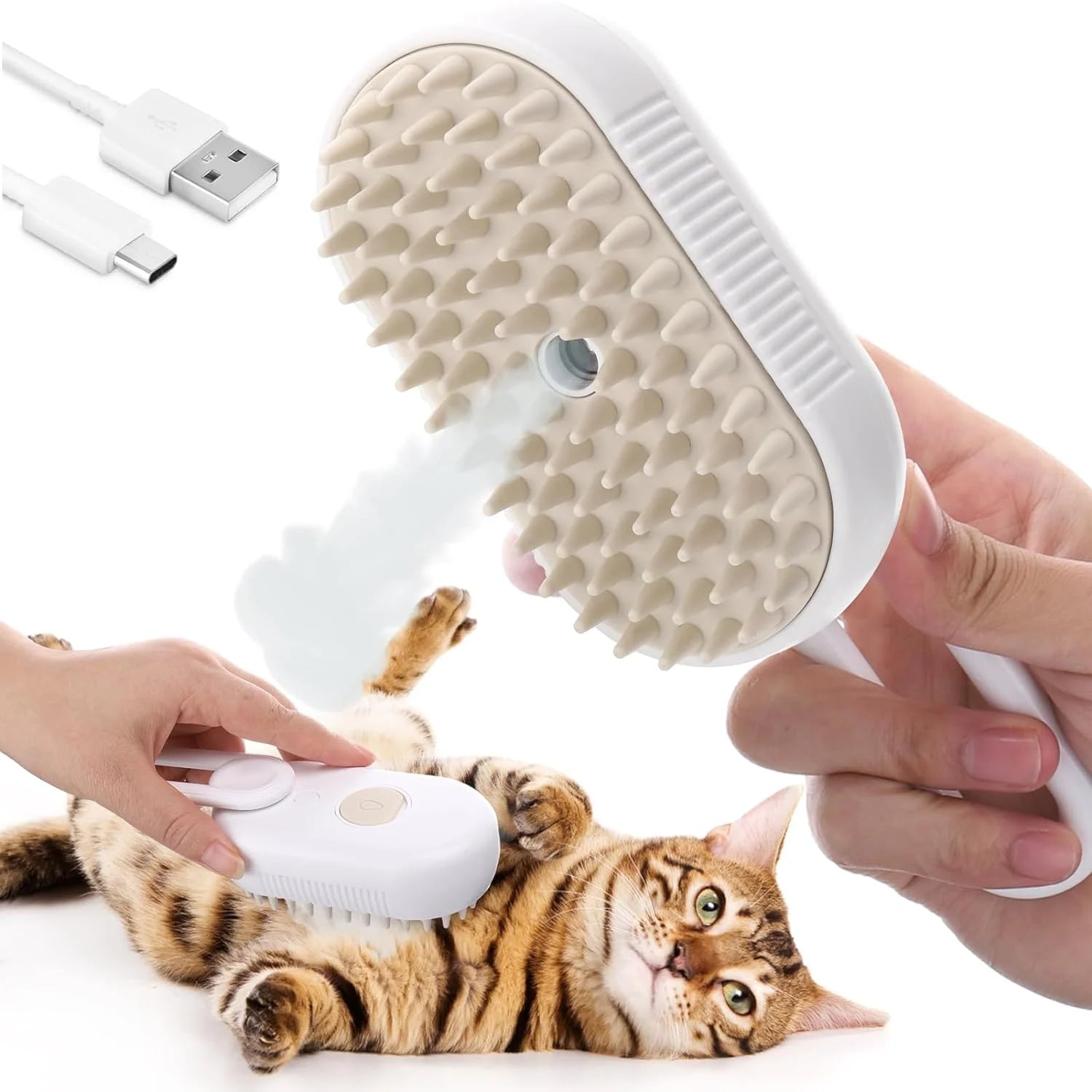 🐱 Spray Cat Brush 3-in-1 – Steamy Electric Dog & Cat Grooming Comb with Hair Removal & Massage