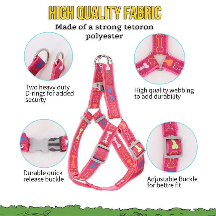 🦴 Colorful Bone Pattern Tripod Dog Harness – Fun & Secure for Indoor & Outdoor Use