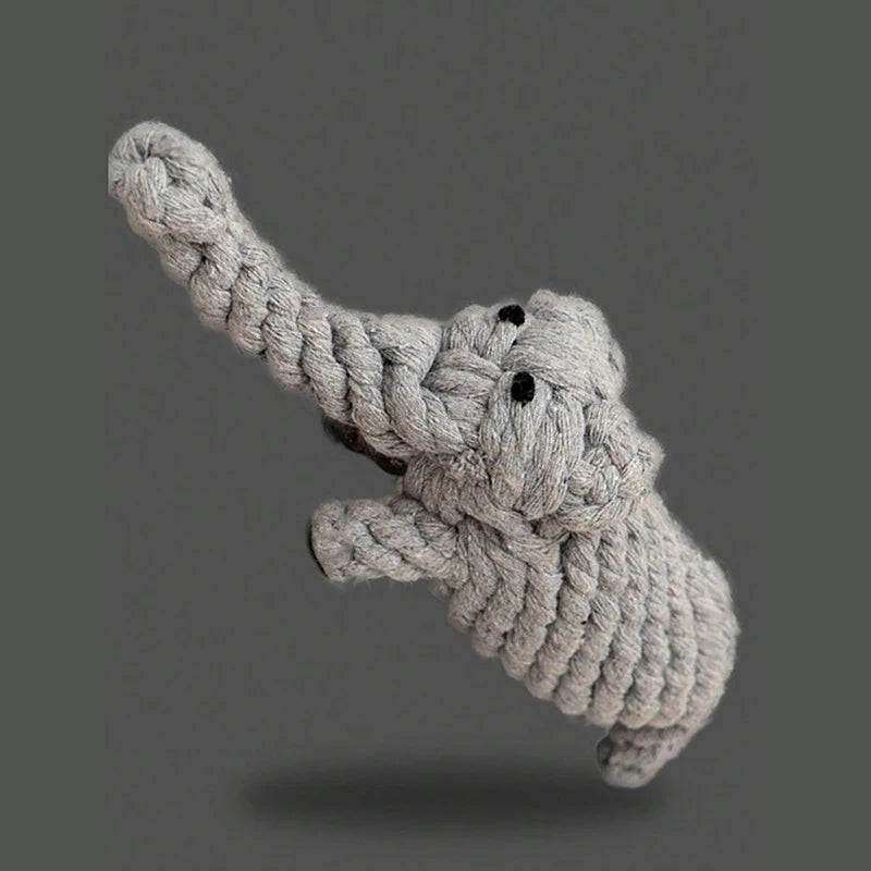 Hand-Woven Cotton Rope Animal Toy – Durable Knot Chew Toy for Small & Medium Dogs