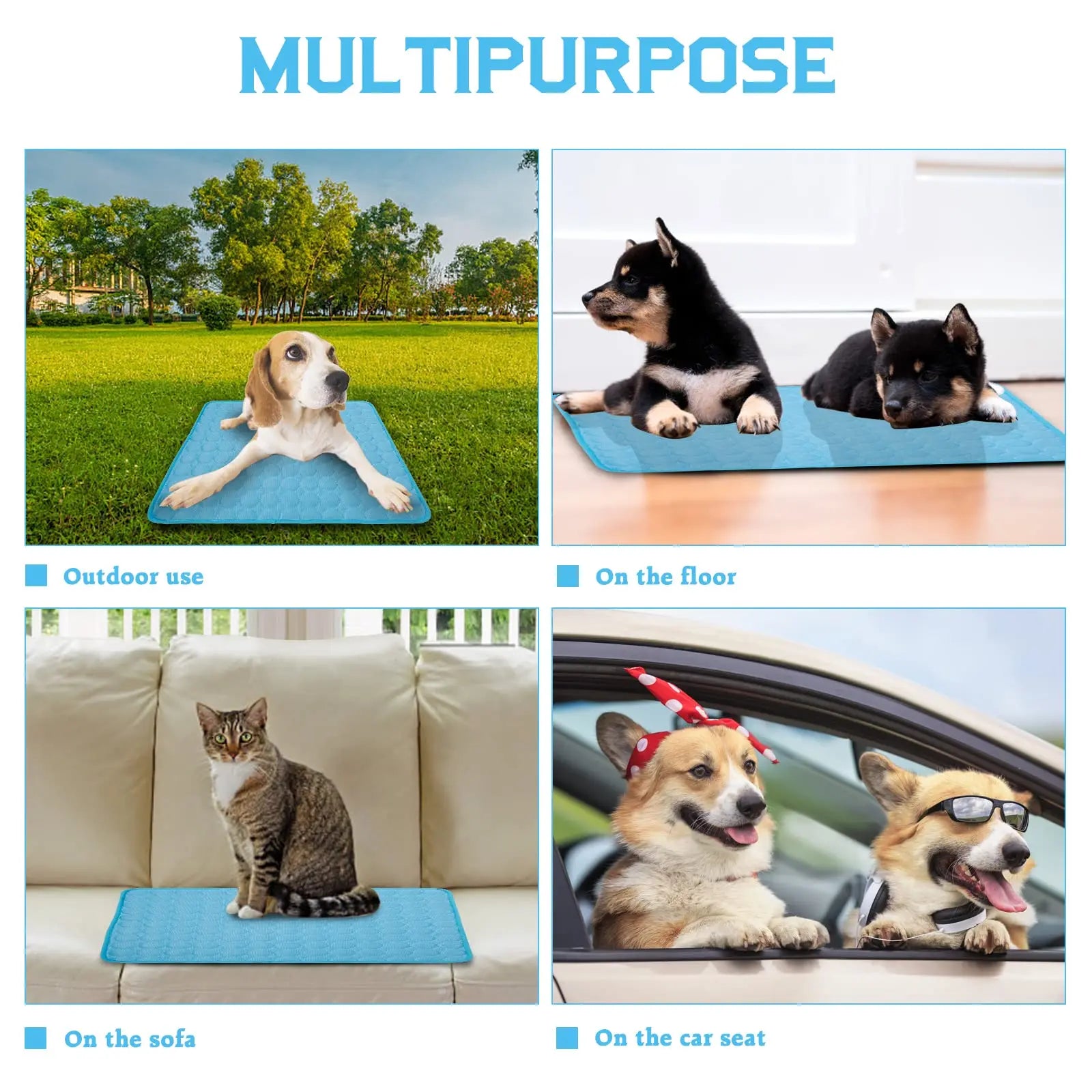 Breathable Dog Cooling Mat – Self-Cooling Summer Pad for Dogs & Cats, Large Crate Blanket