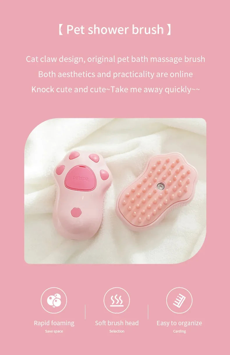 🧼 3-in-1 Pet Steam Brush – Electric Spray Grooming Comb for Cats & Dogs