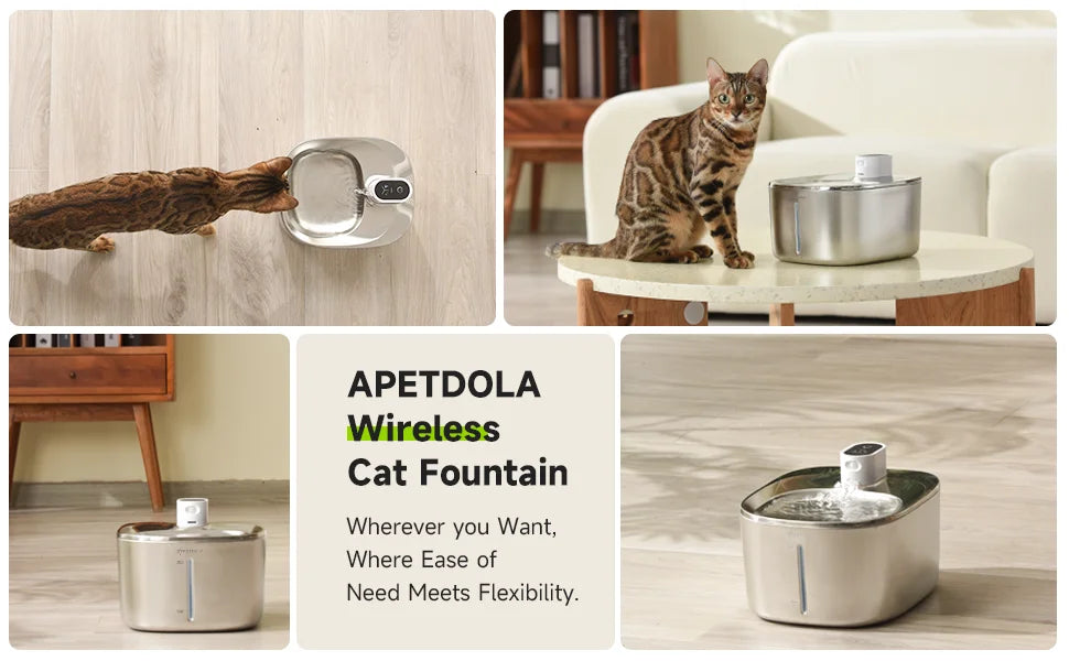 🐾 APETDOLA 4L Wireless Cat Water Fountain – Auto Sensor Pet Drinking Dispenser