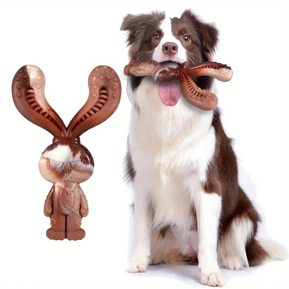 Rabbit-Shaped Nylon Dog Chew Toy – Indestructible Beef Flavor 🐇🍖