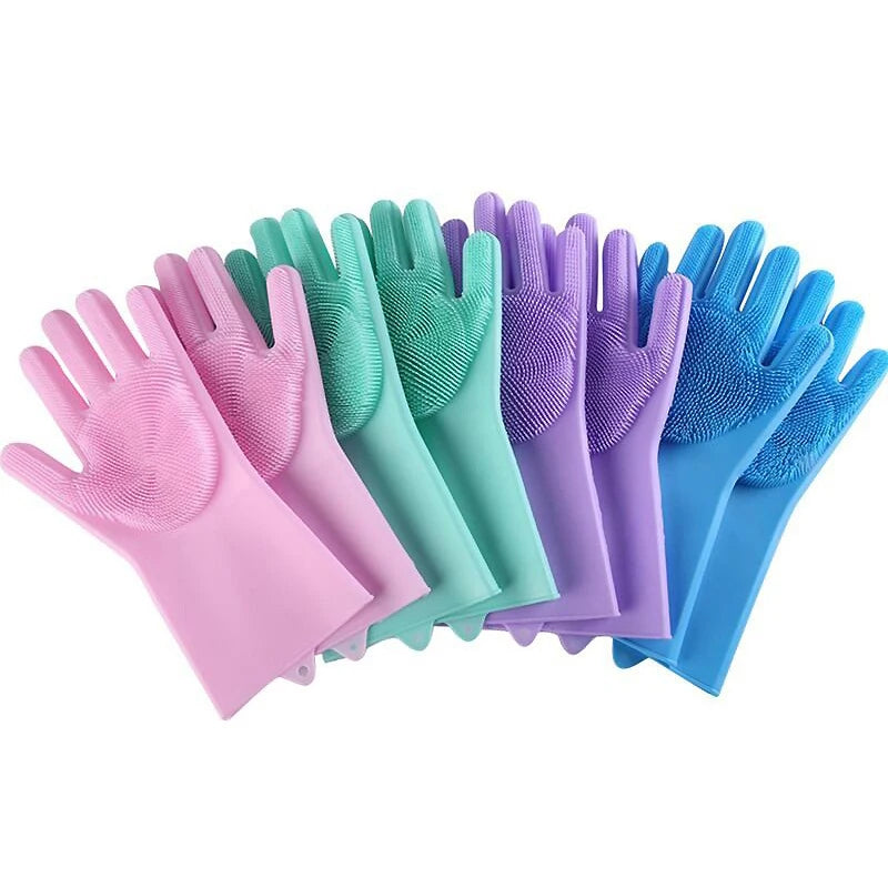 Pet Grooming Gloves for Dogs & Cats – Silicone Bathing, Hair Removal & Cleaning Gloves with Skin Protection