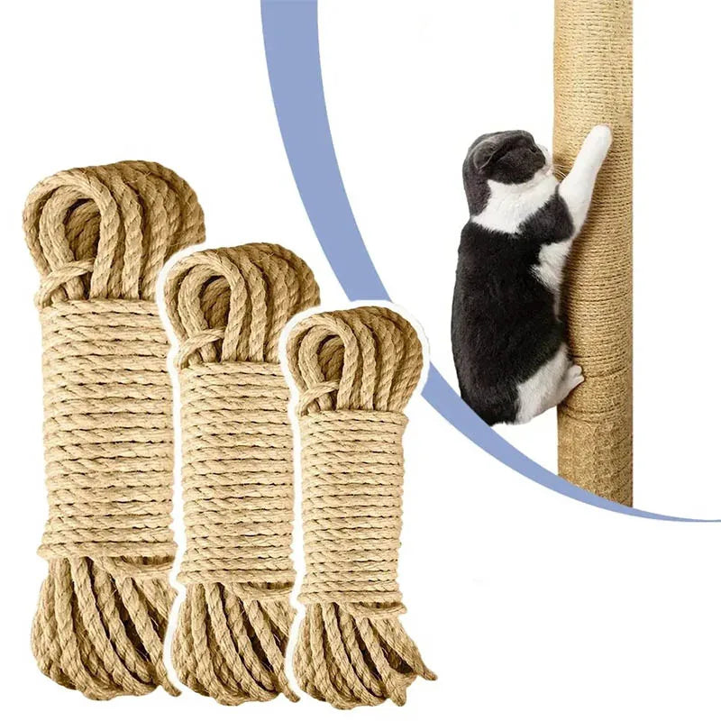 10/20/50M 6MM Natural Sisal Rope – Cat Scratcher Rope for DIY Cat Trees, Posts & Furniture Protection