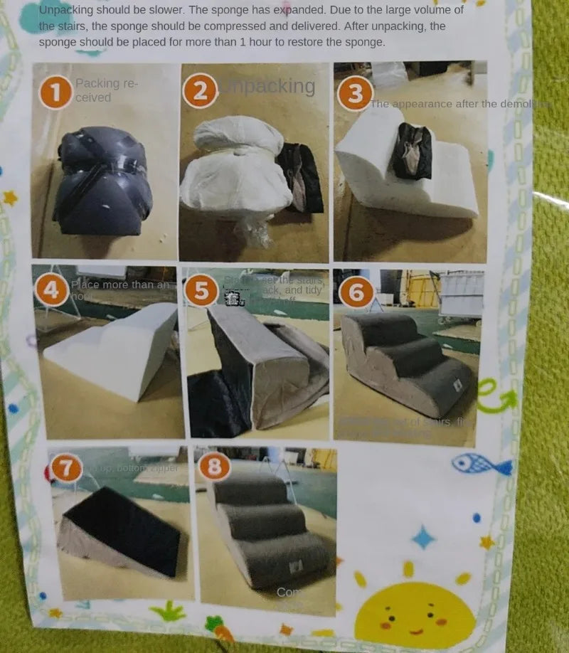 Pet Ramp Stairs – 2/3 Step Dog & Cat Ladder with Washable Cover