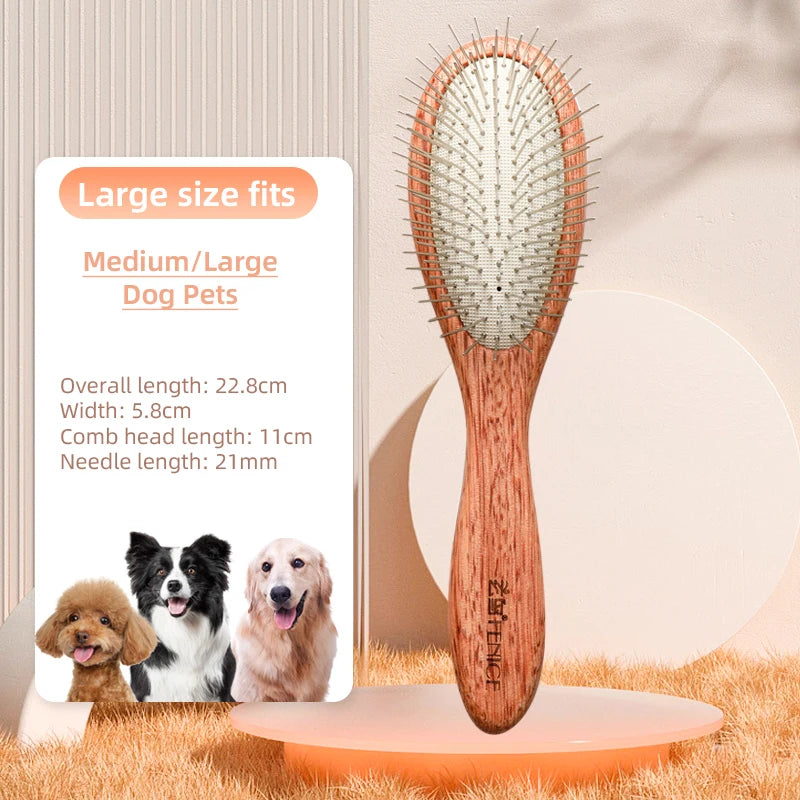 Fenice Wooden Handle Pet Comb – Professional Dog & Cat Grooming Hair Remover Brush