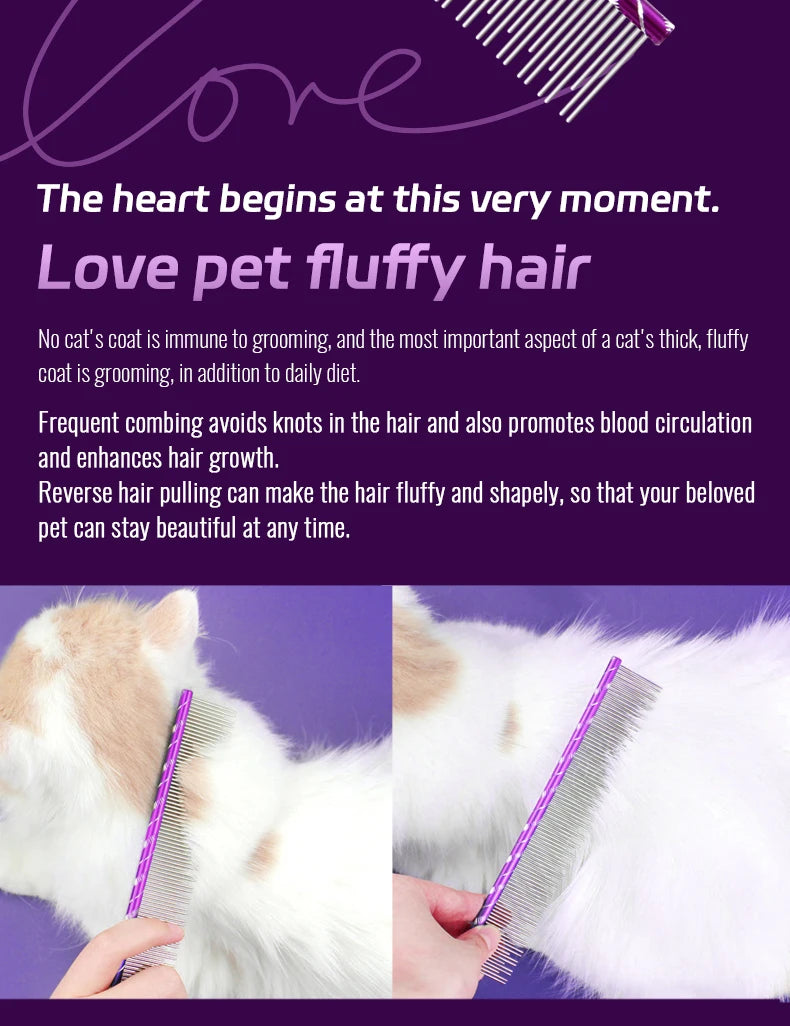 Fenice Cat Grooming Comb – Stainless Steel Pins