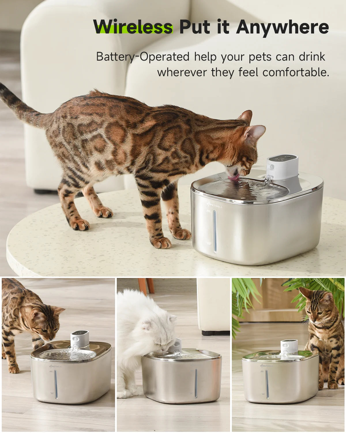 🐾 APETDOLA 4L Wireless Cat Water Fountain – Auto Sensor Pet Drinking Dispenser