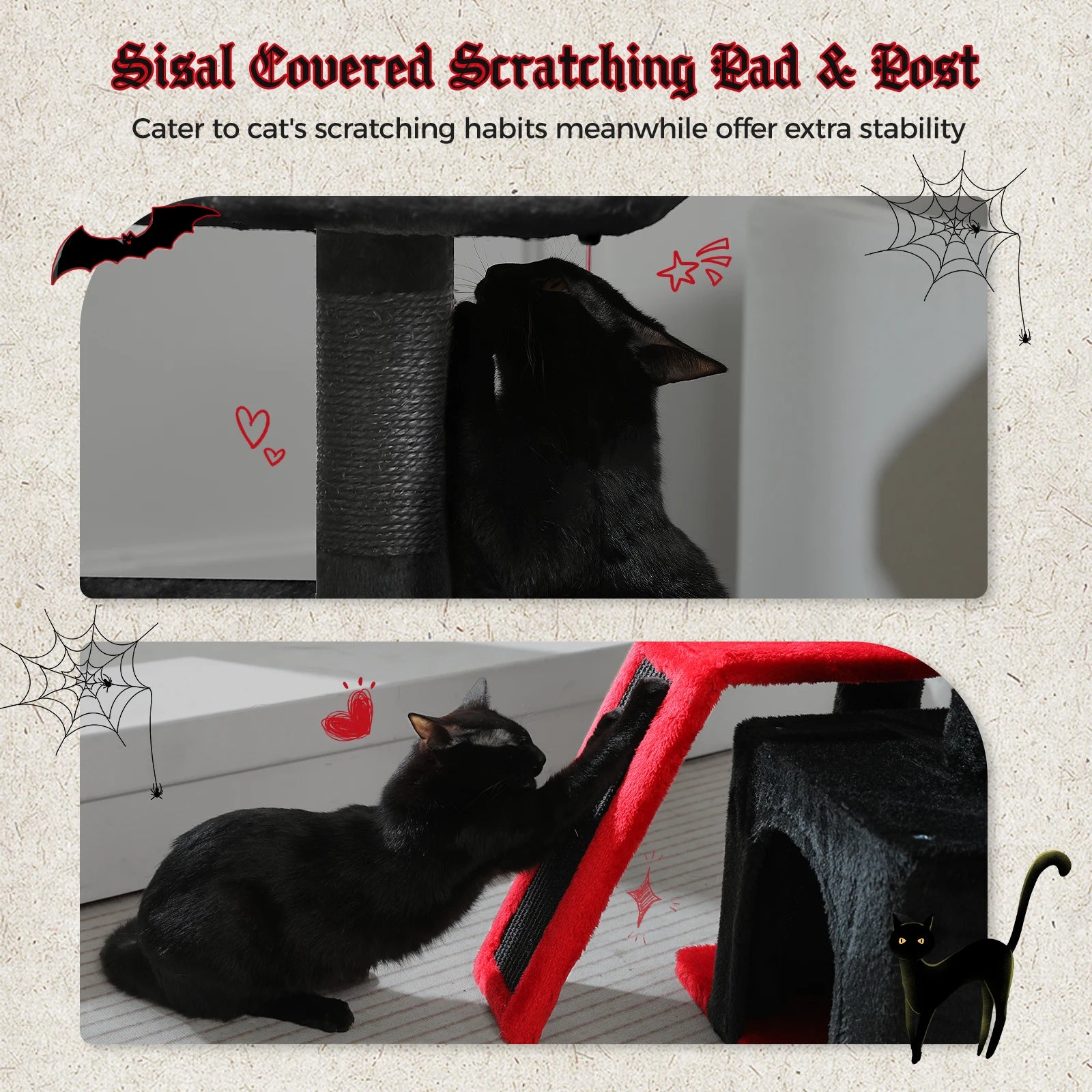 Cat Tree Tower – Scratching Posts, Hammock & Perch