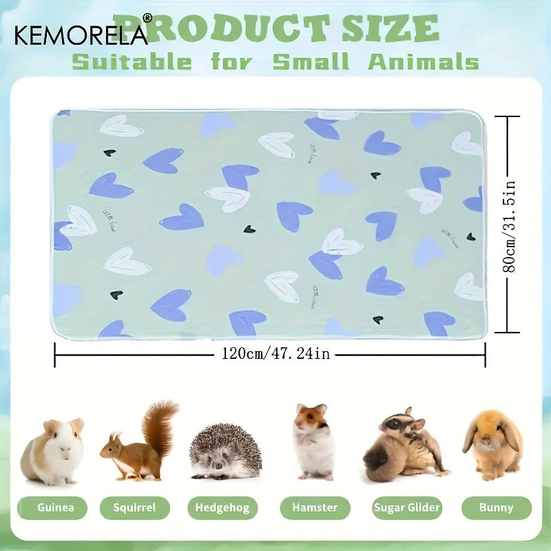 KEMORELA Washable Cage Mat for Guinea Pigs, Hamsters & Small Animals – 31"x47" Super Absorbent Non-Slip Pet Bedding