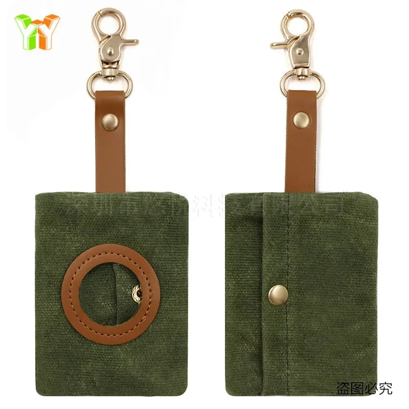 Canvas Pet Dog Poop Bag Holder – Adjustable Leash Attachment
