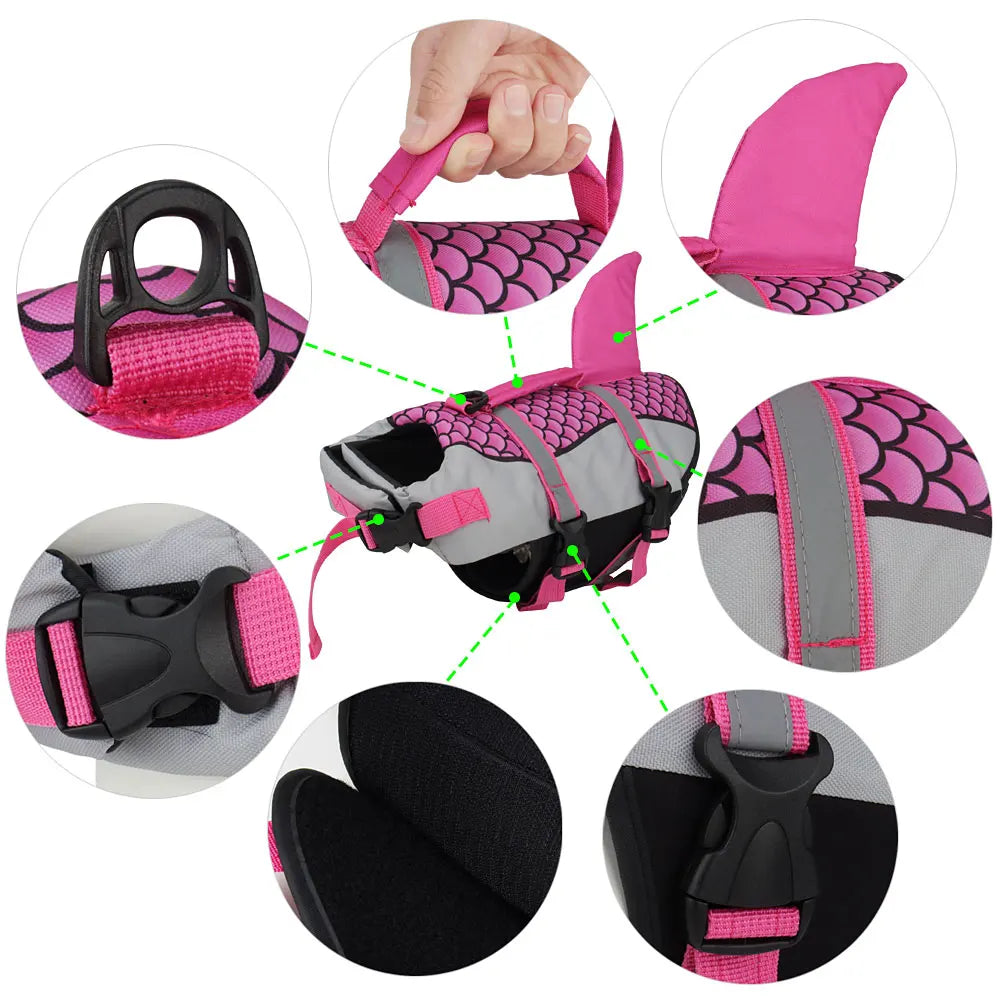 🦈 Scales Shark Swim Dog Life Jacket – Summer Pet Swimwear & Safety Vest 🐾
