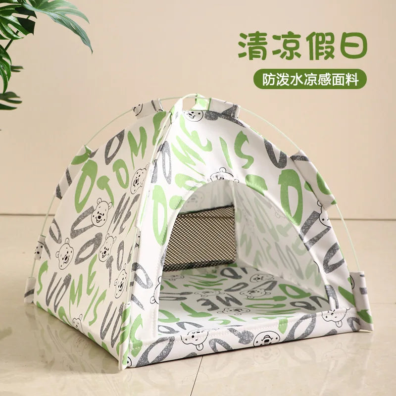 Pet Tent Bed – Removable Canvas Cat Sofa, Semi-Enclosed Cat House & Dog Cave Hut