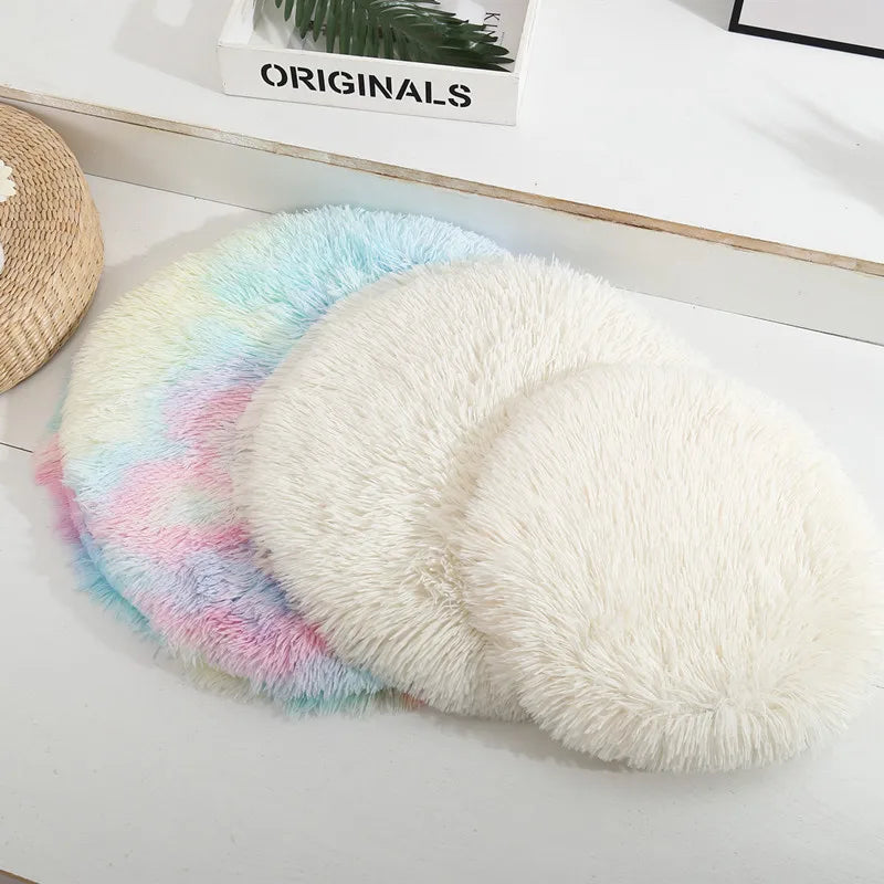Soft Plush Round Cat Bed Mat – Cozy Fleece Sleeping Cushion for Cats & Small Dogs