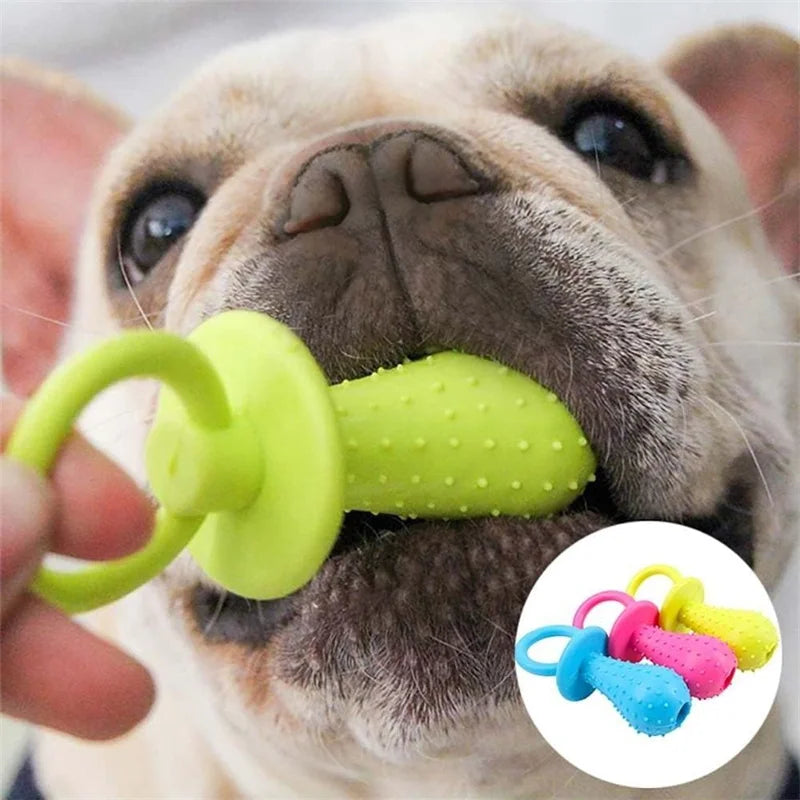 Pet Rubber Pacifier Dog Toy – Interactive Chew Toy for Puppies & Small Dogs, Elastic Rubber Soother for Teeth Cleaning & Play