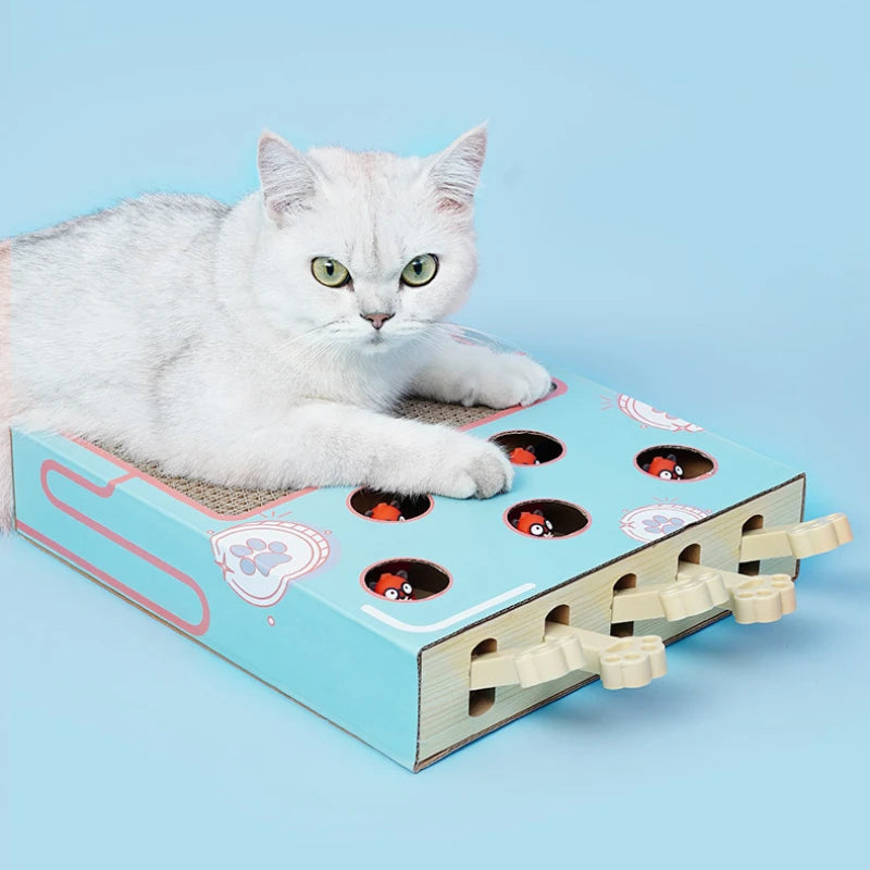Whack-a-Mole Cat Toy – Interactive Scratching Board & Claw Grinder