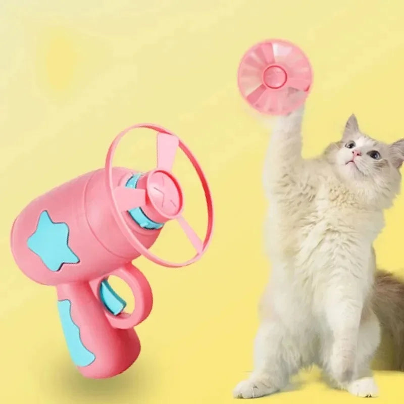 Interactive Mini Flying Disc Shooter Cat Toy – Pet Training & Chasing Game