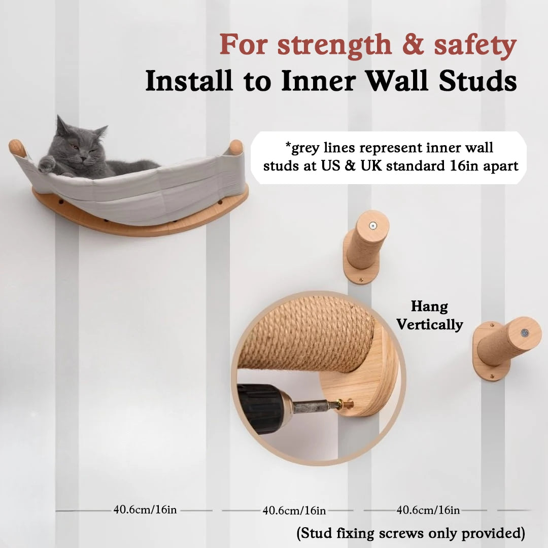 🐾 Wall-Mounted Cat Hammock with Steps – Cozy, Space-Saving Cat Shelf