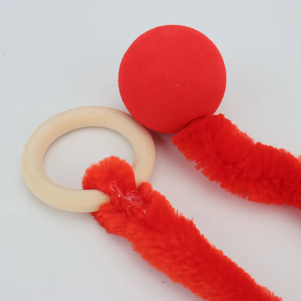 Plush Long Tail Cat Toy – Interactive Ball with Wood Ring for Training