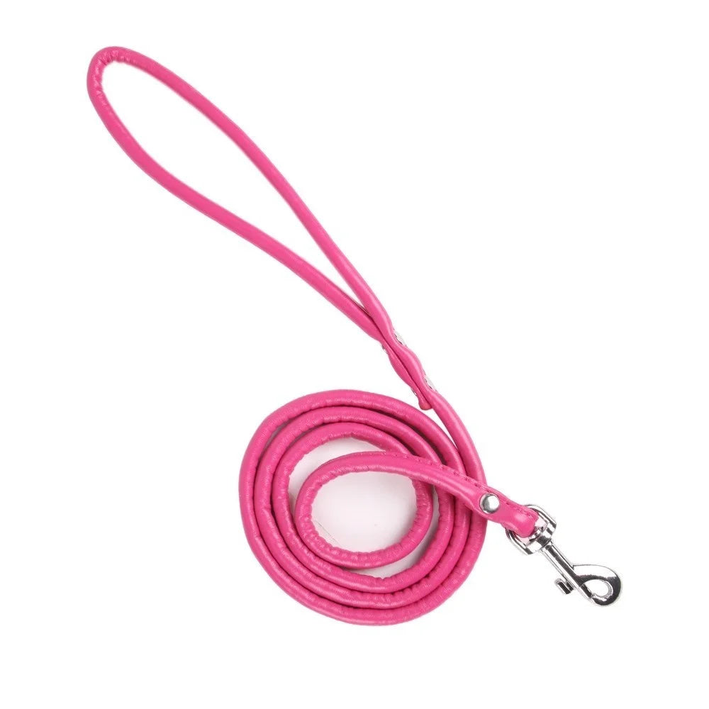 Soft PU Leather Dog Leash – 120cm Smooth Lead for Small Dogs & Puppies