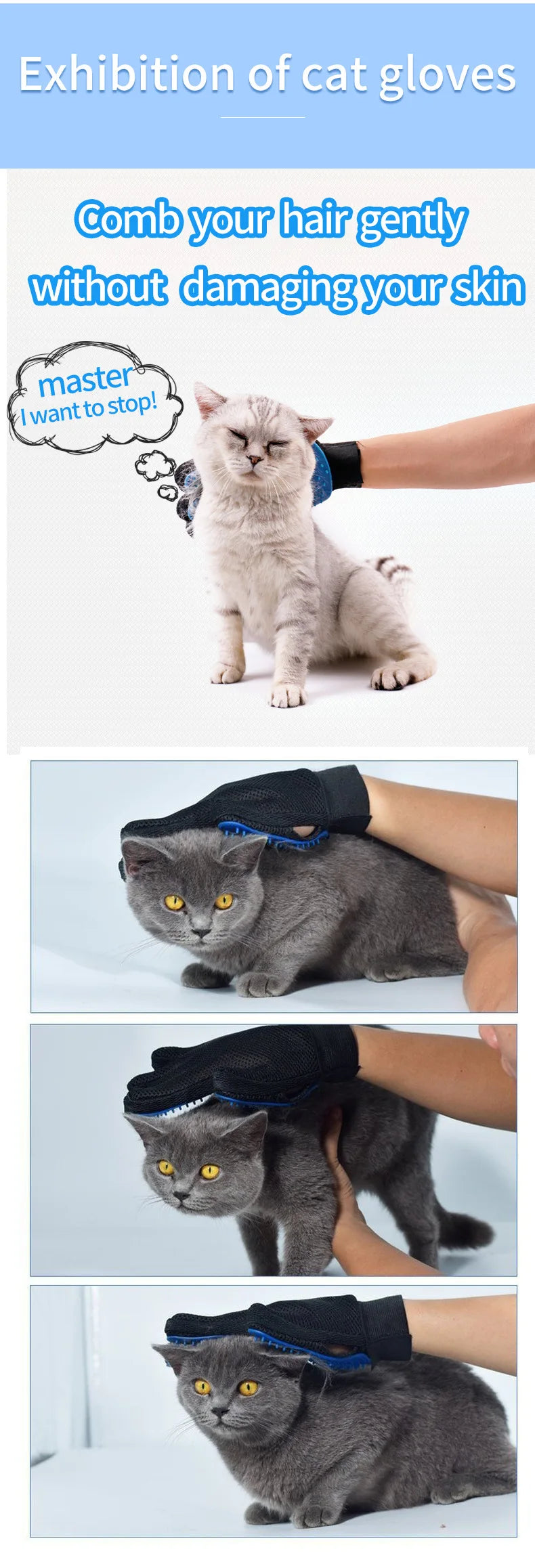 🧤 Hot-Selling Pet Hair Removal Glove – Grooming & Massage Brush for Cats & Dogs