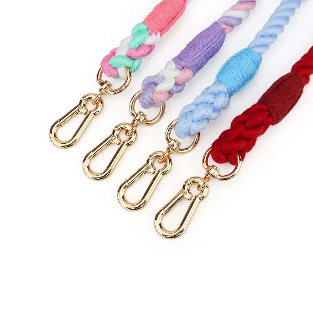 Hand-Woven Gradient Dog Leash – Multi-Function Cotton Rope Lead for Outdoor Walking & Training