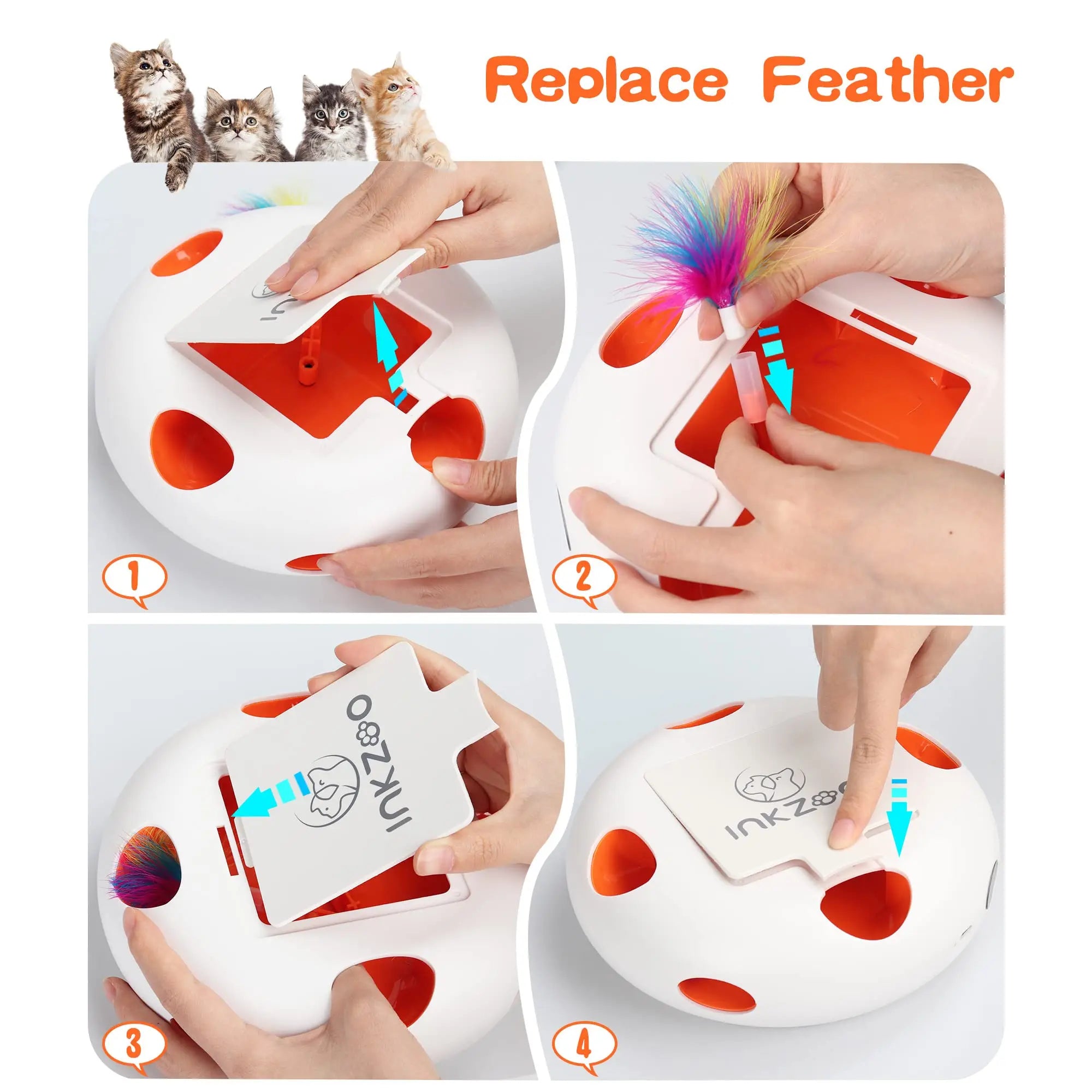 INKZOO 7-Hole Interactive Cat Toy – Automatic Mice Whack-A-Mole for Cats & Kittens