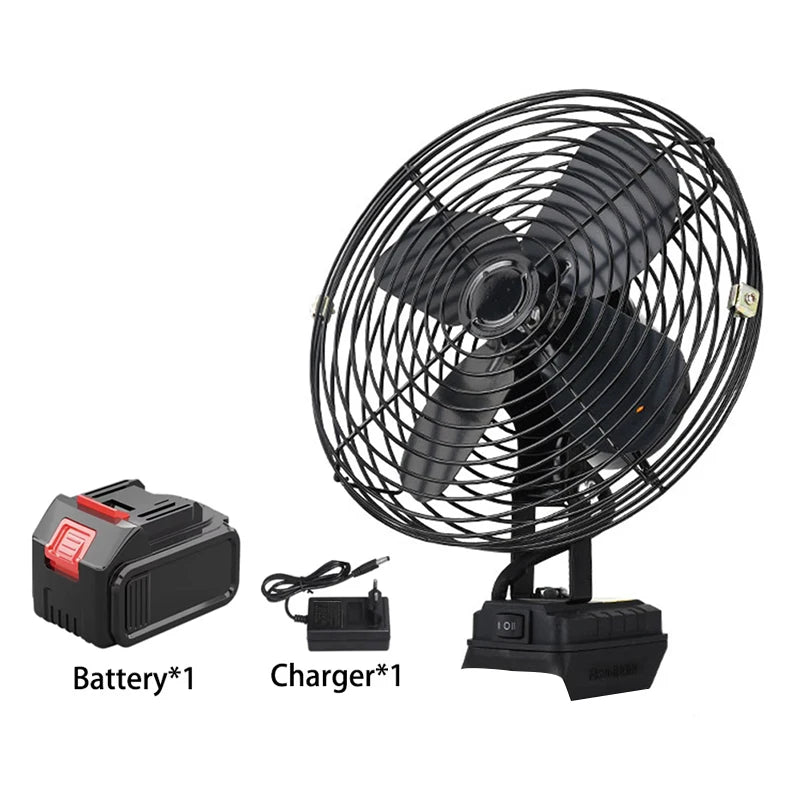 10000/20000mAh Wireless Camping Fan – 6-Inch Portable Outdoor Metal Fan for Fishing, Travel, Desktop Use – Compatible with Makita 20V Battery