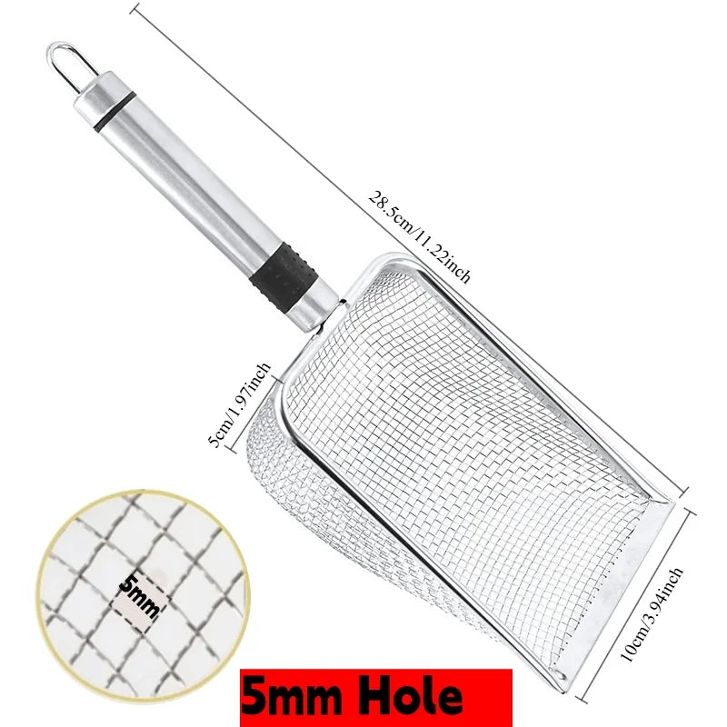 Stainless Steel Cat Litter Scoop with Rubber Handle – Durable Metal Kitty Scooper with Sturdy Mesh Filter for Easy Litter Cleaning