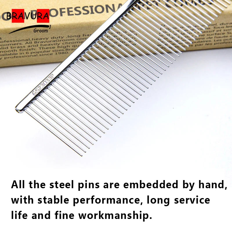 BAVURA Stainless Steel Pet Dematting Comb – Grooming Tool for Dogs & Cats | Removes Loose Undercoat, Mats & Tangles