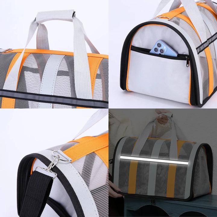 Foldable Pet Carrying Bag – Portable Mesh Handbag for Small to Medium Dogs & Cats