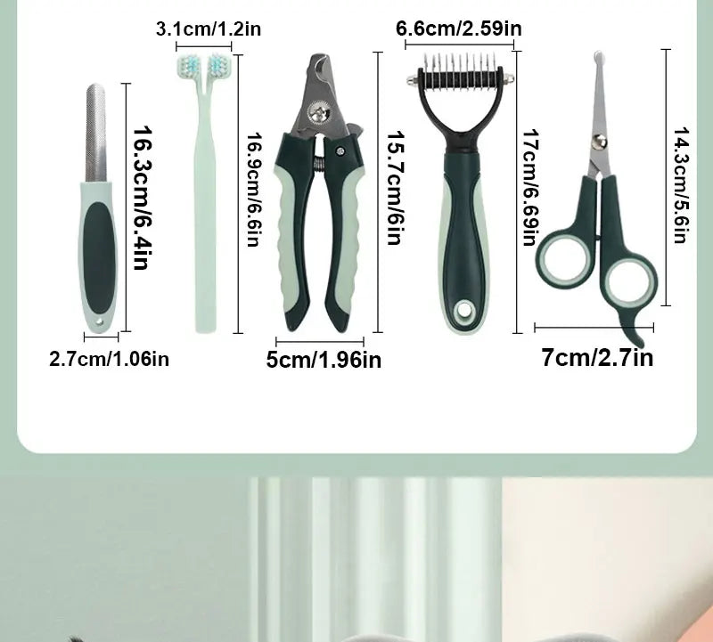 🐾 8-in-1 Dog & Cat Grooming Comb Set – All-in-One Pet Cleaning & Hair Removal Brush Kit