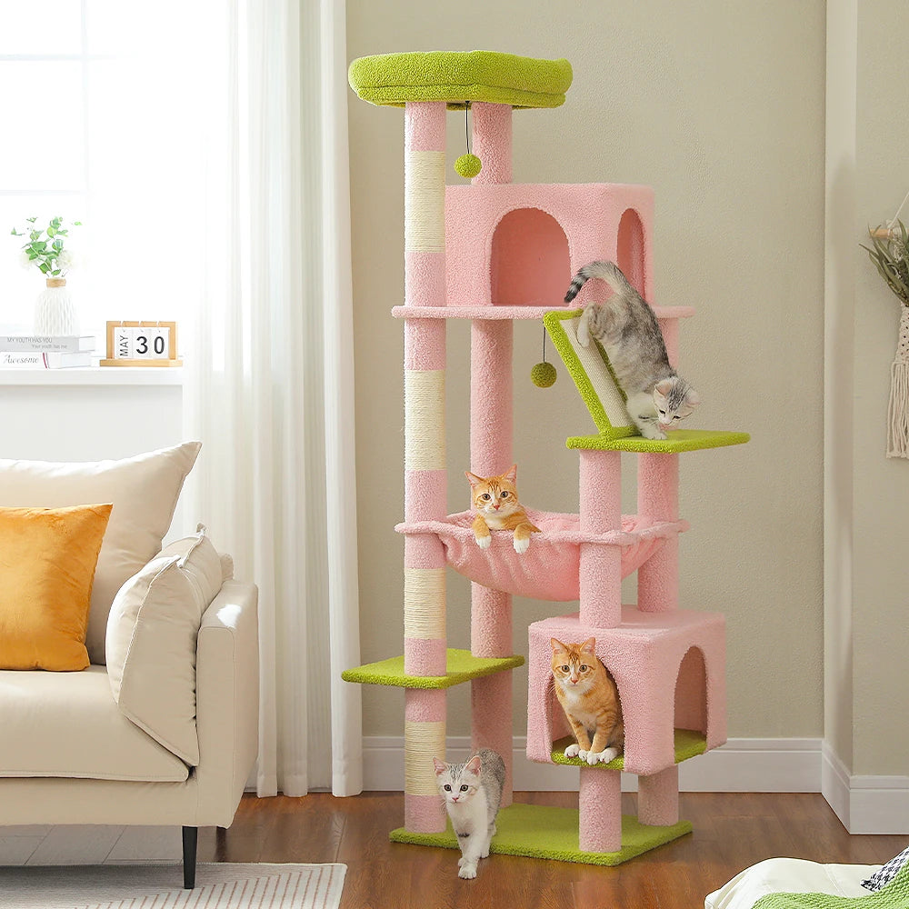 🛋️ 180cm Large Cat Tree Tower – Multi-Level Indoor Cat Furniture with Hammock, Sisal Scratching Posts & Cozy Perches