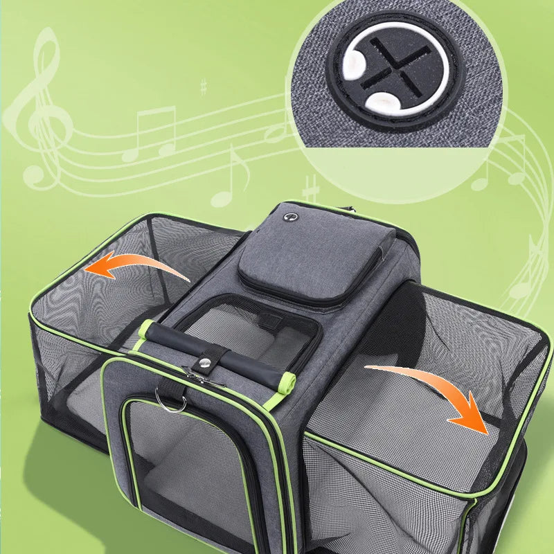 Foldable Large Capacity Pet Carrier Bag – Breathable Expandable Cat & Small Dog Travel Tote