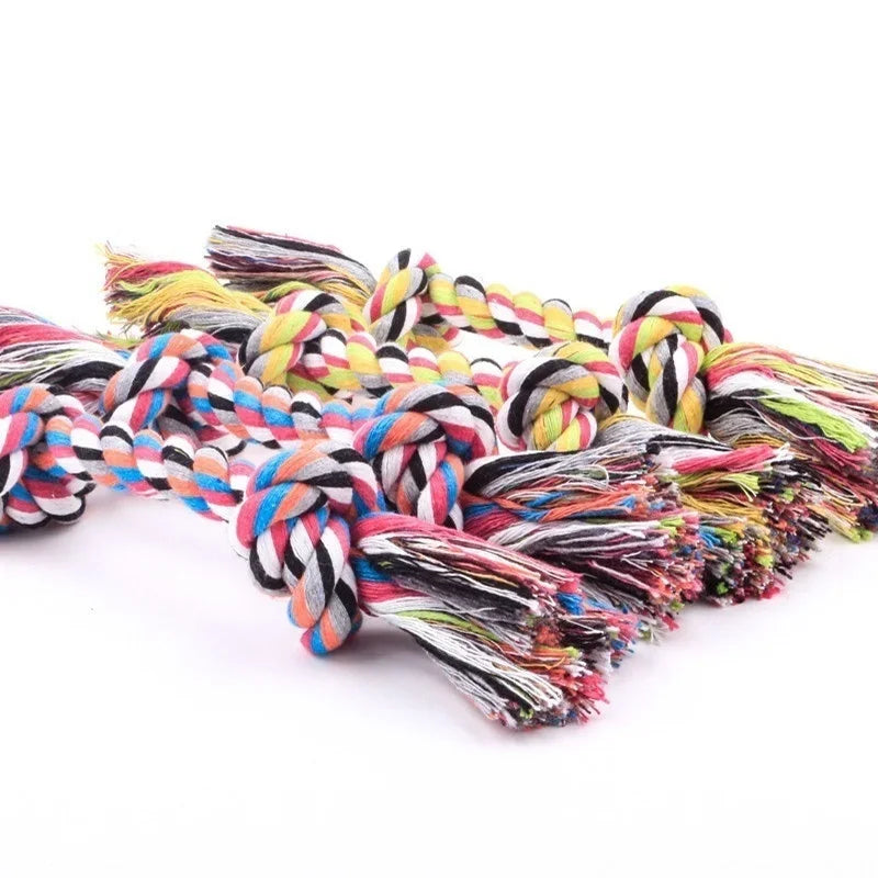 Colorful Double Knot Dog Rope Toy – Durable Teething Chew Toy for Small & Large Dogs