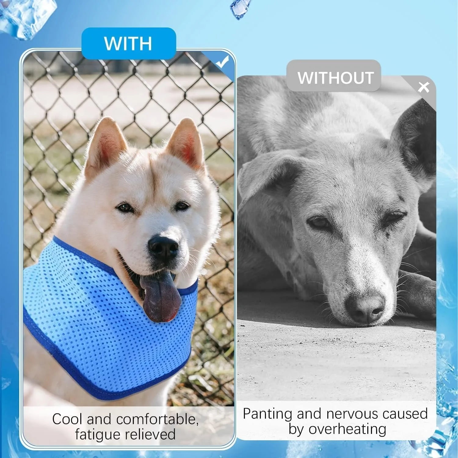Summer Dog Cooling Ice Scarf – Quick Chill Neck Towel for Hot Weather Relief, Reusable Cool Bandana for Small to Large DogsSummer Dog Cooling Ice Scarf – Quick Chill Neck Towel for Hot Weather Relief, Reusable Cool Bandana for Small to Large Dogs
