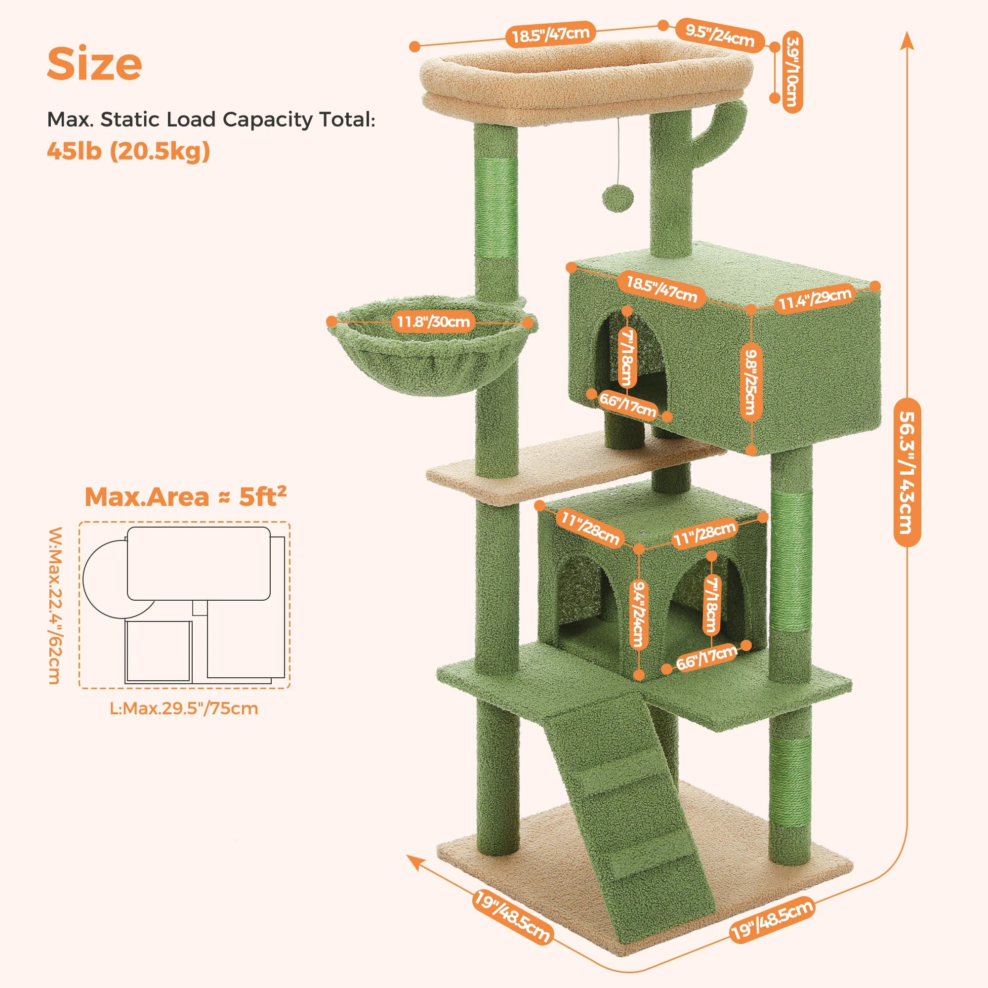 🐾 Cat Tree Tower Condo – Plush Perch, Hammock & Sisal Scratching Posts