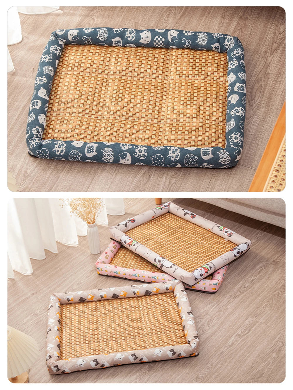 Pet Summer Cooling Mat – Breathable Moistureproof Rattan Dog & Cat Sofa Pad