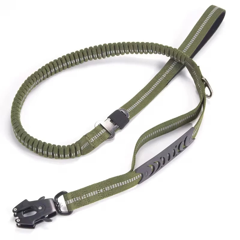 Heavy Duty Bungee Tactical Dog Leash – 2 Padded Handles, Shock-Absorbing Lead