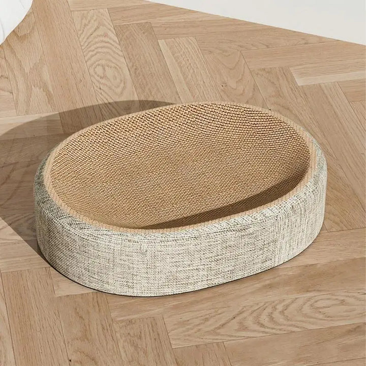 Oval Cat Scratch Pad Bed – Sisal Scratching Mat & Cozy Sleeping Nest