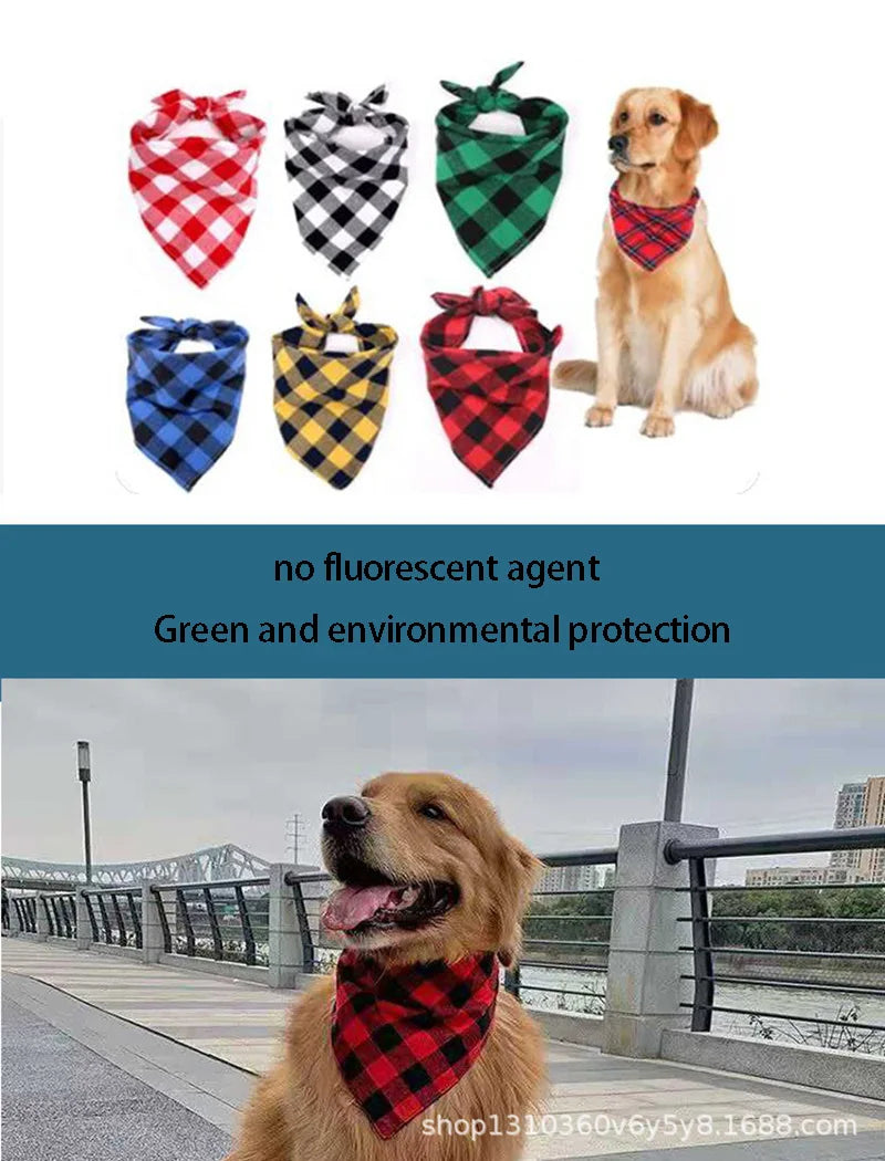 Classic Plaid Pet Bandana – Red & Black Neckerchief for Dogs & Cats
