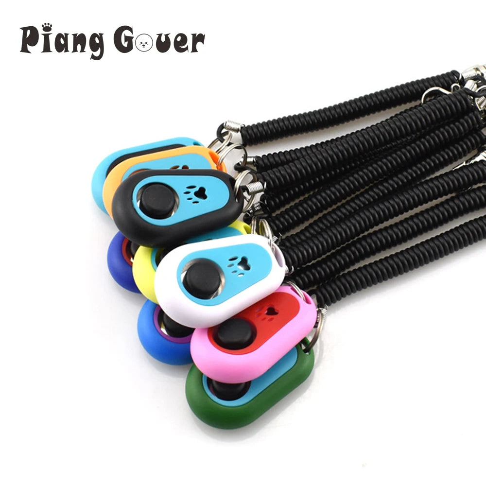 Colorful Paw Print Dog Training Clicker with Keyring – Portable Pet Clicker for Dog & Cat Training